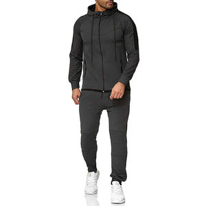 Conjunto Deportivo de Dos Piezas para Hombre, Reversible, Color Negro Sólido, Chaqueta con Cremallera Completa y Pantalones Deportivos, 100% Algodón, para Entrenamiento, Fitness y Jogging - Product Image 3