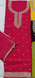 Costumes indiens de créateur modernes non cousus brodés à la main pour femmes pour les fêtes de style traditionnel - Product Image 3