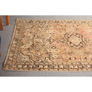 Tapis turc 3,9x6,2 pieds, tapis d'appoint vintage, tapis géométrique marron rose - Product Image 4