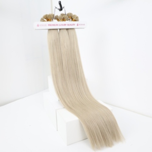 ผมต่อแบบเรมี่ปลายแบนยาว22นิ้วทำจากเคราตินย้อมผมมนุษย์สี60 - Product Image 1