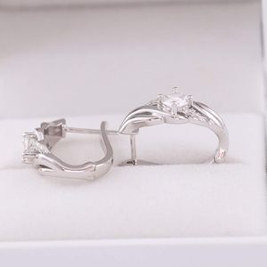 Solid 10K White Gold Post color <b>Hoop</b> <b>Earrings</b> 14K Gold QUALITY <b>Sterling</b> <b>Silver</b> <b>Earrings</b> with Accents for Women - Product Image 4