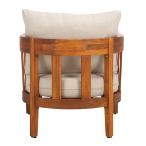 Sillas de comedor de madera de teca maciza con forro de espuma gruesa y tela suave a precio económico. - Product Image 4