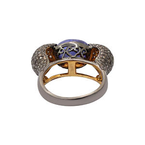 Cabochon Kyanite Gemstone And Pave Diamond Ring For Women, Bague en argent sterling 925 pour les meilleurs bijoux de Noël - Product Image 4