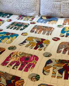 Cubrecama de Algodón con Diseño de Elefante en Patchwork, Colorido, Estilo Bohemio, para Uso en Hoteles, Suave - Product Image 2