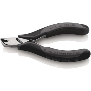 For KNIPEX Electronics Front Cutter <b>Pliers</b> 120 mm 3 Beveled <b>Small</b> Mirror-Polished Multi-Component Handles - Product Image 1