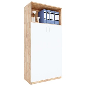 Armoire de rangement en métal minimaliste avec serrure 80x40x166cm Bois de caoutchouc THS68040 - Approuvé pour bureau/atelier - Product Image 1
