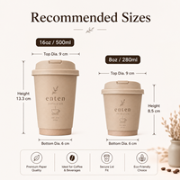Gobelet en papier personnalisé de luxe écologique jetable à double paroi de 8 oz et 12 oz pour boissons chaudes, thé Karak, Gahwa, café arabe, avec couvercle