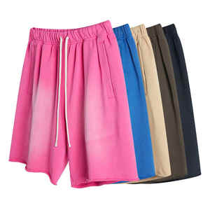 High Quality Acid <b>Wash</b> Men's Shorts Sets custom Logo Summer Breathable Cotton Shorts With <b>Screen</b> Printing Logos - Product Image 1