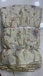 Tejido de viscosa pura con diseñador de contraste Pallu trabajado a mano, blusa pesada bordada, tela lujosa India - Product Image 5