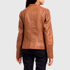 Chaqueta de Cuero Personalizada para Mujer, Chaqueta de Cuero Transpirable de Manga Larga, Chaqueta Sólida para Mujer, ODM OEM - Product Image 2