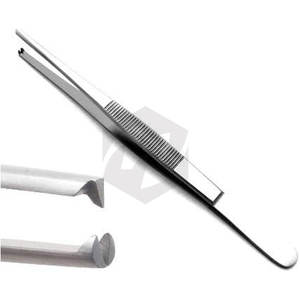 Pince à épiler 5 "12.7 cm en acier inoxydable émoussé 1x2 dent de rat droite manuelle Instruments médicaux de puissance - Product Image 1