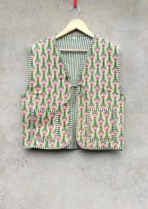 Veste Kantha en coton unisexe matelassée imprimée, manteau d'hiver tissé à la main de style bohème, vêtements d'extérieur décontractés d'hiver pour femmes - Product Image 6