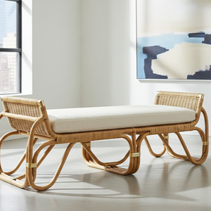 Banc en rotin d'extérieur durable, confortable, écologique et minimaliste pour une utilisation dans les fermes et les hôtels - Product Image 4