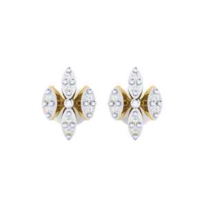 Boucles d'oreilles en or 14 carats certifié et diamants véritables avec 16 pierres et 0,07 carat au total - Product Image 2
