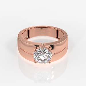 Bague classique simple pour homme en or 18 carats avec diamant rond cultivé en laboratoire - Product Image 6