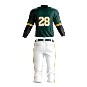 Uniforme de Béisbol al por Mayor de Primera Calidad, Sublimado, de Poliéster Verde, Cuello Redondo, Antibacteriano, Transpirable y de Secado Rápido - Product Image 2