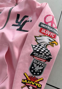 เสื้อฮู้ดเทอร์รี่โอเวอร์ไซส์สำหรับผู้ชายผ้าฝ้าย100% ปักสกรีนมีซิปรูดใช้ได้ทั้งชายและหญิง400 GSM - Product Image 2