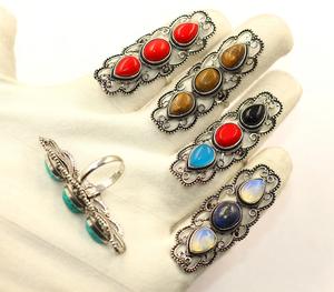 Bijoux fantaisie Bagues en laiton plaqué or rose avec pierres précieuses semi-précieuses - Product Image 4