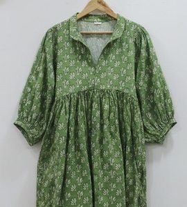 Robe d'été formelle en coton 100% à imprimé floral, modèle Kyra midi, pour femme, avec fermeture à cordon, respirante, écologique, taille naturelle - Product Image 6