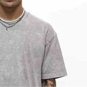 100% algodón estampado personalizado recortado gráfico camisetas hombres fabricante personalizado camiseta para hombre Ringer ácido lavado cuello redondo peso pesado - Product Image 3