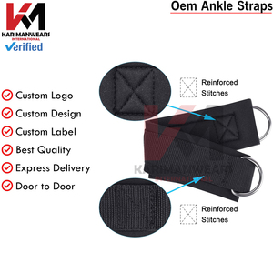 Sangles de cheville rembourrées en néoprène à double anneau en D pour entraînement de musculation en salle de sport, pour machines à câbles, unisexe - Product Image 3