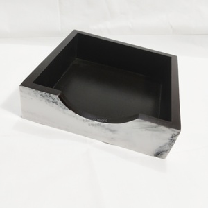 Cubierta de caja de pañuelos de madera MDF de resina cuadrada turquesa hecha a mano acabado pulido Natural para comedor baño único - Product Image 4