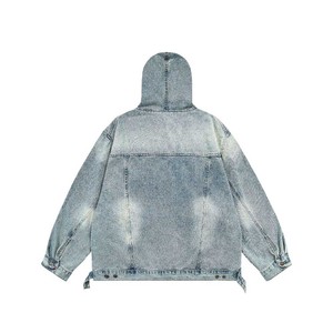 Sweat-shirt à capuche en jean Hip Hop 100% coton unisexe avec cordon de serrage pour hommes - Product Image 6