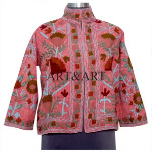 Exclusive Hand Embroidered <b>Quilted</b> Knitted Suzani <b>Jacket</b> Cotton Bohemian Women Suzani Coat - Product Image 1