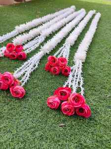 Arch Decor Artificial Jasmine Rose Flower Garlands Indian Wedding Party Decor <b>Pink</b> FlowerTuberose Bunch Wall Hanging Backdrop - Product Image 6