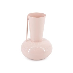 Vase à fleurs en métal rose minimaliste fait à la main, design géométrique nordique moderne, décoration de mariage, décoration de la maison, centre de table - Product Image 1