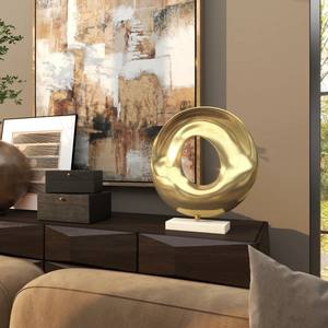 Sculpture décorative géométrique en métal aluminium doré avec base en marbre pour la décoration intérieure ou le bureau. - Product Image 2