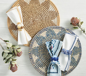 Two tone seagrass <b>placemat</b> <b>round</b> woven wicker table mat handmade rustic boho dining charger plate eco friendly natural fiber - Product Image 6