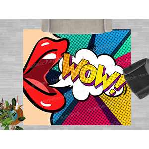 Tapis imprimé : Graffiti, Lèvre, Personnalisé, POP ART, Salle de bain, Intérieur, Entrée, Murale, Femme, Cadeaux personnalisés, Tapis fin non tissé - Product Image 2