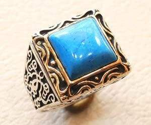 Wholesale <b>Mens</b> <b>Ring</b> Natural Turquoise Gemstone December Birthstone Father's Day Ottoman <b>Ring</b> Jewelry 925 Sterling <b>Silver</b> <b>Ring</b> - Product Image 6