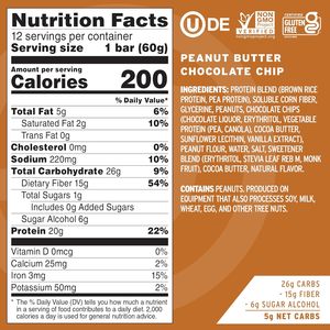Barras de Proteína Veganas Sin Leche, Sabor Mejorado a Mantequilla de Maní y Chispas de Chocolate, Paquete de 12 - Product Image 2