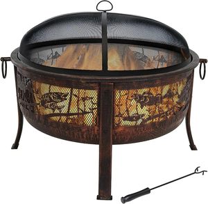 Modern Indian Made Copper <b>Fire</b> <b>Pit</b> with Natural Gas <b>Portable</b> Design up to 9999 BTU Heating for Outdoor Social Events & Camping - Product Image 1
