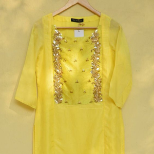 2022 nouveau brodé en mousseline de soie Kurta pantalon robe taille naturelle paillettes bouton cristal perles de verre Dabka travail écologique dentelle - Product Image 1