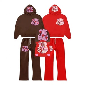 Ensemble de survêtements et sweat à capuche évasés surdimensionnés pour hommes ensemble de survêtements pleine échelle à impression personnalisée Streetwear ensemble de 2 pièces - Product Image 1