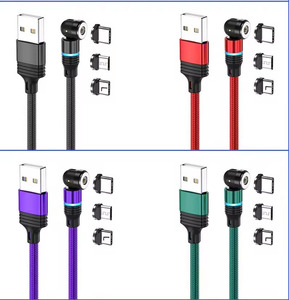 540 °   Cavo di Ricarica Magnetico <span class=keywords><strong>USB</strong></span> 3 in 1 Rotante, Intrecciato in Nylon, Ricarica Rapida con Luce LED per Type C, <span class=keywords><strong>Micro</strong></span> <span class=keywords><strong>USB</strong></span>, <span class=keywords><strong>iPhone</strong></span> - Product Image 3