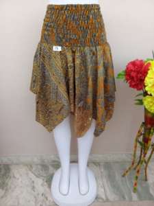 Jupe pour femme, taille haute, mini, imprimé floral multicolore, 100% viscose de soie, satin respirant pour l'été, streetwear - Product Image 4