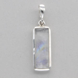 Rectangle Square Rainbow Moonstone <b>Pendant</b> in 925 Sterling Silver Genuine and Natural Gemstone Jewellery for Womens Wear - Product Image 3