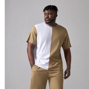 Venta caliente 100% algodón hombres dos tonos personalizado Chenille bordado Logo ropa de entrenamiento camiseta y pantalones cortos conjunto Fitness correr conjuntos - Product Image 4