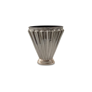Modern Tall Silver Metal Floor <b>Vase</b> Fluted Ribbed Stacked <b>Bulb</b> Shape <b>Vase</b> Home Decor Decorative Accent For Living Room Decor - Product Image 5