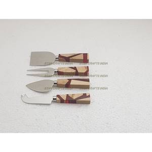 High Quality 18/10 Stainless Steel Flatware Sets with Wood & Resin Handle Cutlery MOQ 100 Set for Wedding and Christmas - Product Image 3