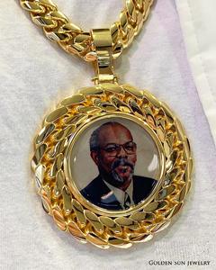 Colgante de memoria VVS helado chapado en oro para hombre, collar con abalorio de cara 3D de Hip Hop personalizado, regalo de cumpleaños - Product Image 2