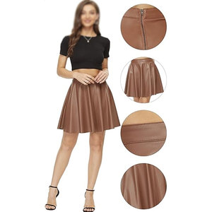 2025กระโปรงหนังสีน้ำตาลกระโปรงหนังอัดพลีทสำหรับผู้หญิงกระโปรงหนังอัดพลีทแบบลำลองสำหรับใส่ไปงานปาร์ตี้ - Product Image 6