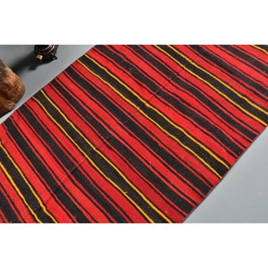 Alfombra turca clásica Vintage de área grande de 36x102 pies, diseño de retazos rojo y negro, Material de algas marinas de lana, látex para habitación de pasillo - Product Image 5