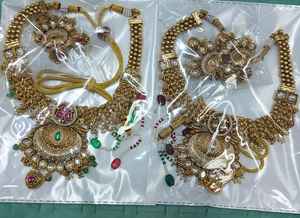 Vêtements de fête traditionnels Kundan perle tour de cou ensemble avec boucles d'oreilles en perles femmes collier ensemble concepteur ethnique collier ras du cou - Product Image 2