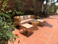 Conjunto de Sofás Seccionales de Ratán Inflables Económicos para Jardín, Decoración Moderna para Sala de Estar de Apartamento
