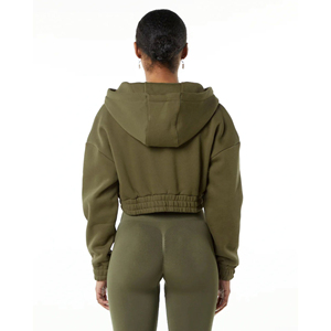 Top Corto con Capucha y Cremallera para Mujer, Personalizado, Ecológico, de Secado Rápido y Transpirable, con Opciones de Logotipo/Talla/Color para Invierno - Product Image 4